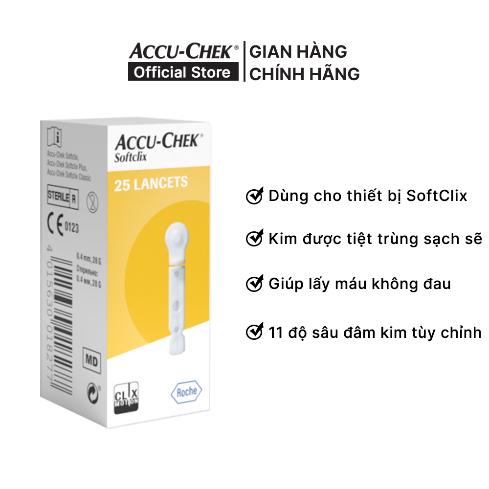Hộp 25 Kim Chích Máu ACCU-CHEK SoftClix Dùng Cho Máy ACCU
