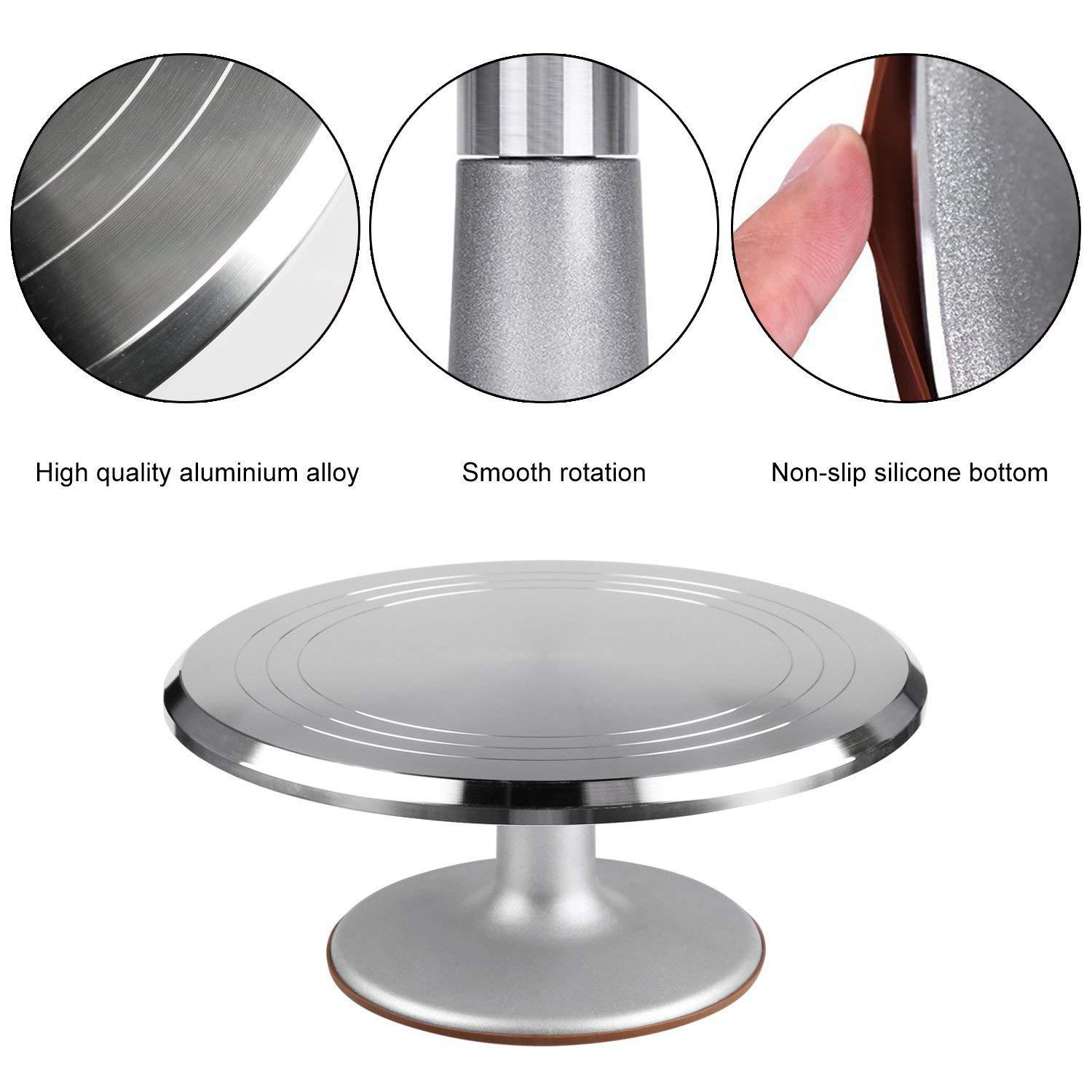 Bàn xoay bánh kem inox trang trí dụng cụ làm bánh kem sinh nhật chắc chắn cao cấp - bxkl300