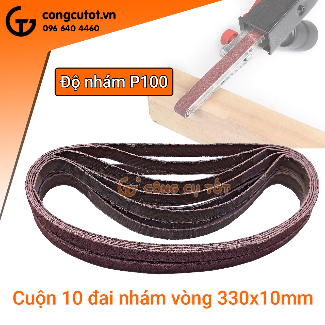10 chiếc Đai nhám vòng cho máy mài đai 330x10mm độ nhám 100