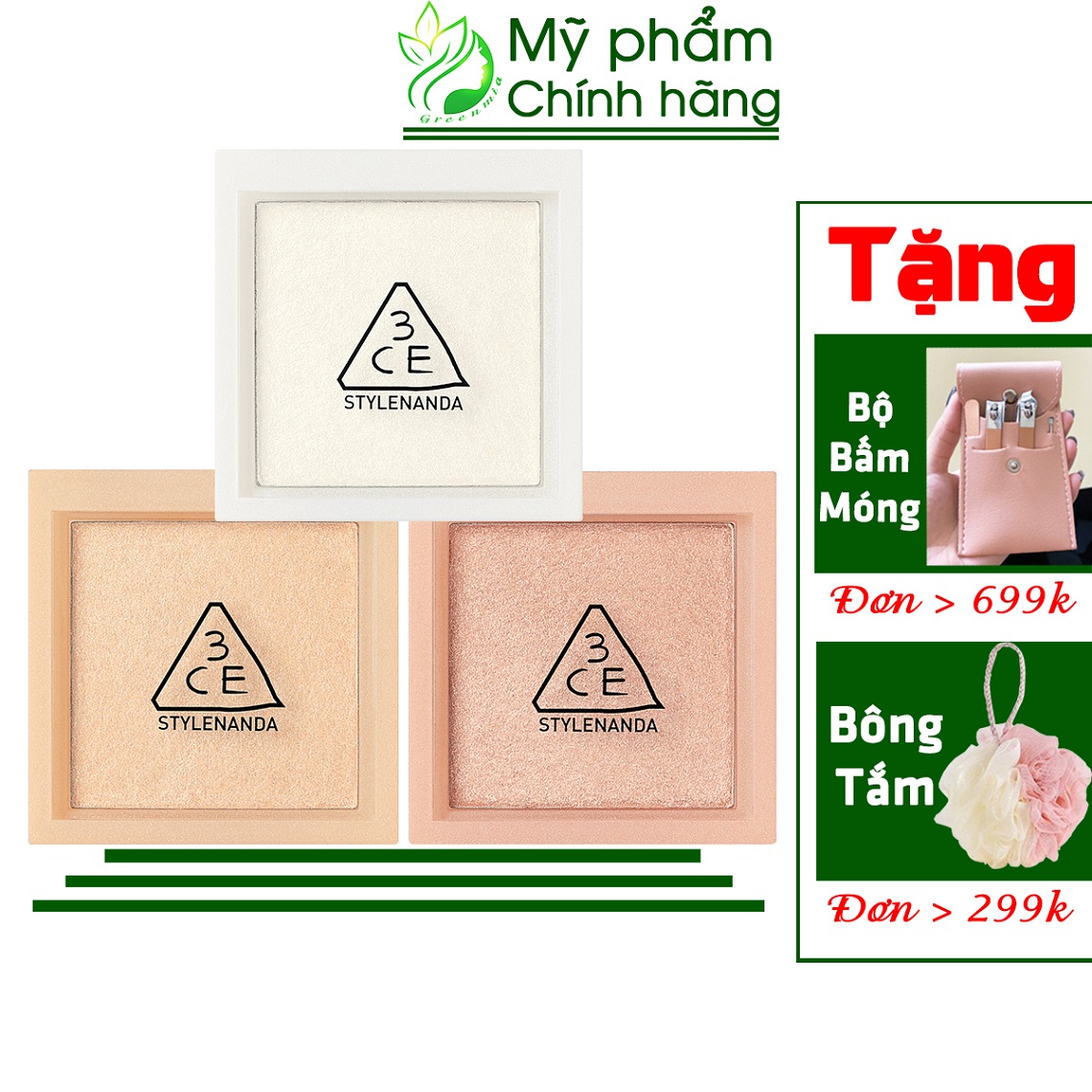 Phấn bắt sáng 3ce face highlighter hộp vuông 4,8g