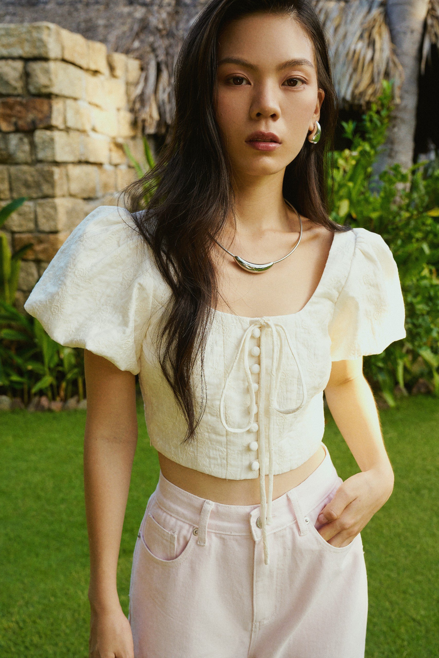 Kido - áo croptop tay phồng freya top