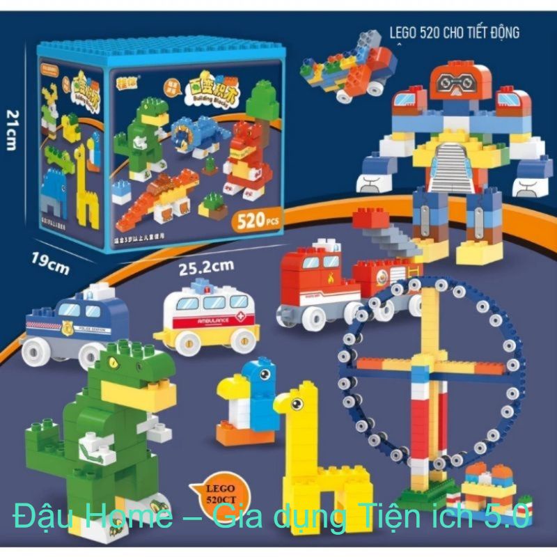 [Mẫu mới 2023][Size to] Bộ 520 chi tiết Đồ chơi Xếp hình cho bé phát triển trí tưởng tượng, sáng tạo, tư duy logic