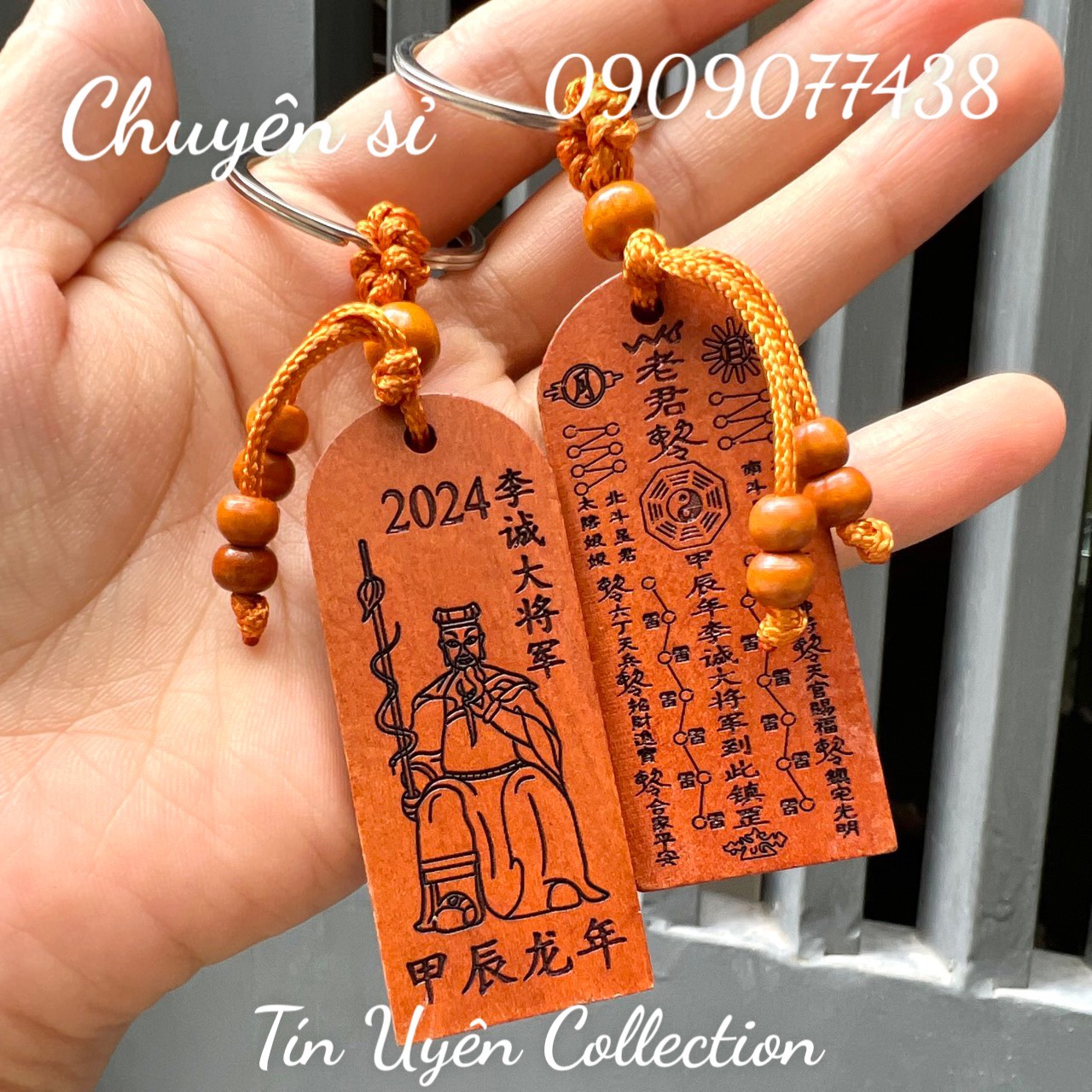 Móc khóa thái tuế gỗ 2024 phong thủy may mắn bình an