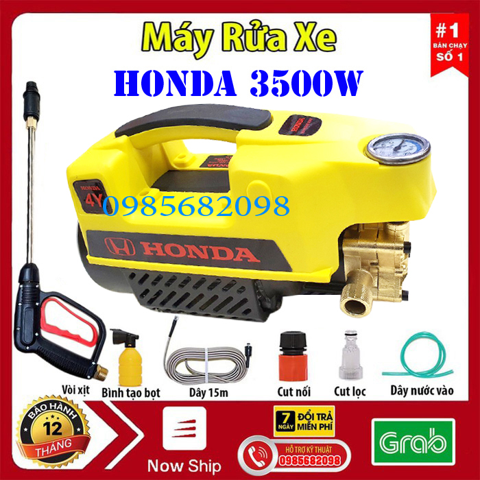 Máy rua xe áp lực cao HDA Nhật Bản 3500W-lõi đồng- Dây áp lực dài 15m