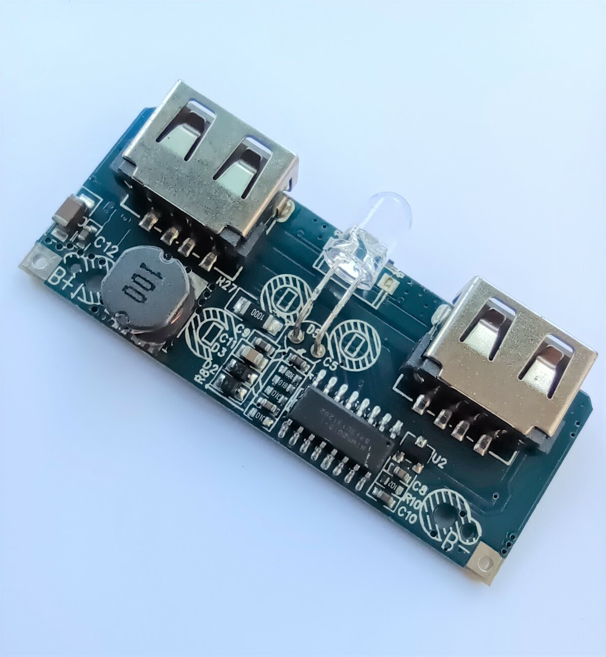 Mạch sạc dự phòng 2 cổng usb 2a xanh dương