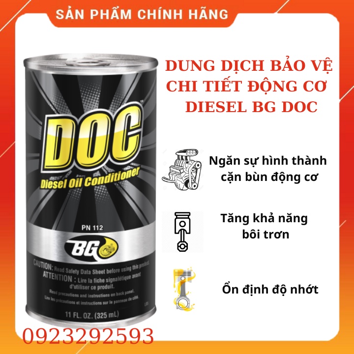 Phụ gia bảo vệ chi tiết động cơ diesel bg doc diesel oil conditioner 325ml