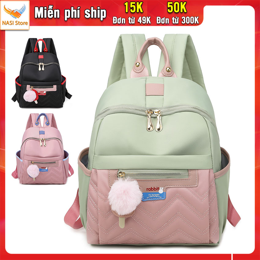 Balo nữ thời trang B1008 NASI Store ba lô nữ đi học đi làm du lịch vải dù chống thấm phối màu dễ thương phong cách hàn quốc