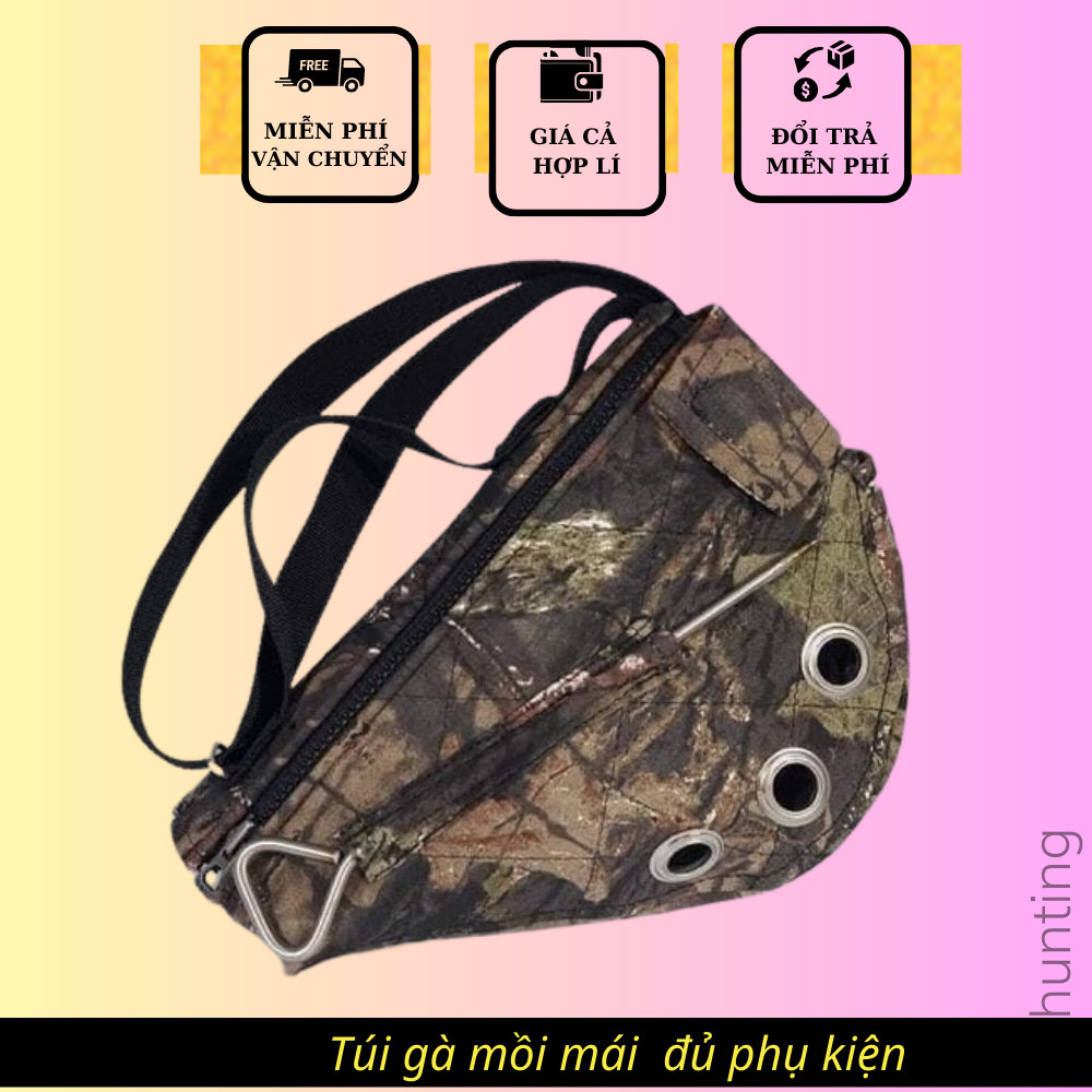Túi mồi gà rừng mái đầy đủ phụ kiện túi bổi cây cắm xích chân