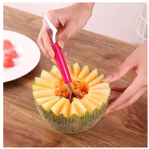 Muỗng Múc Kem, Trái Cây Viên Tròn,Tỉa Trái Cây, Rau Củ 2 in 1, Tạo Viên Tròn Thực Phẩm 2 đầu-Tặng nút bị ổ điện