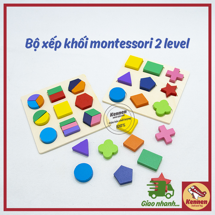 Đồ chơi Xếp khối Montessori 2 level