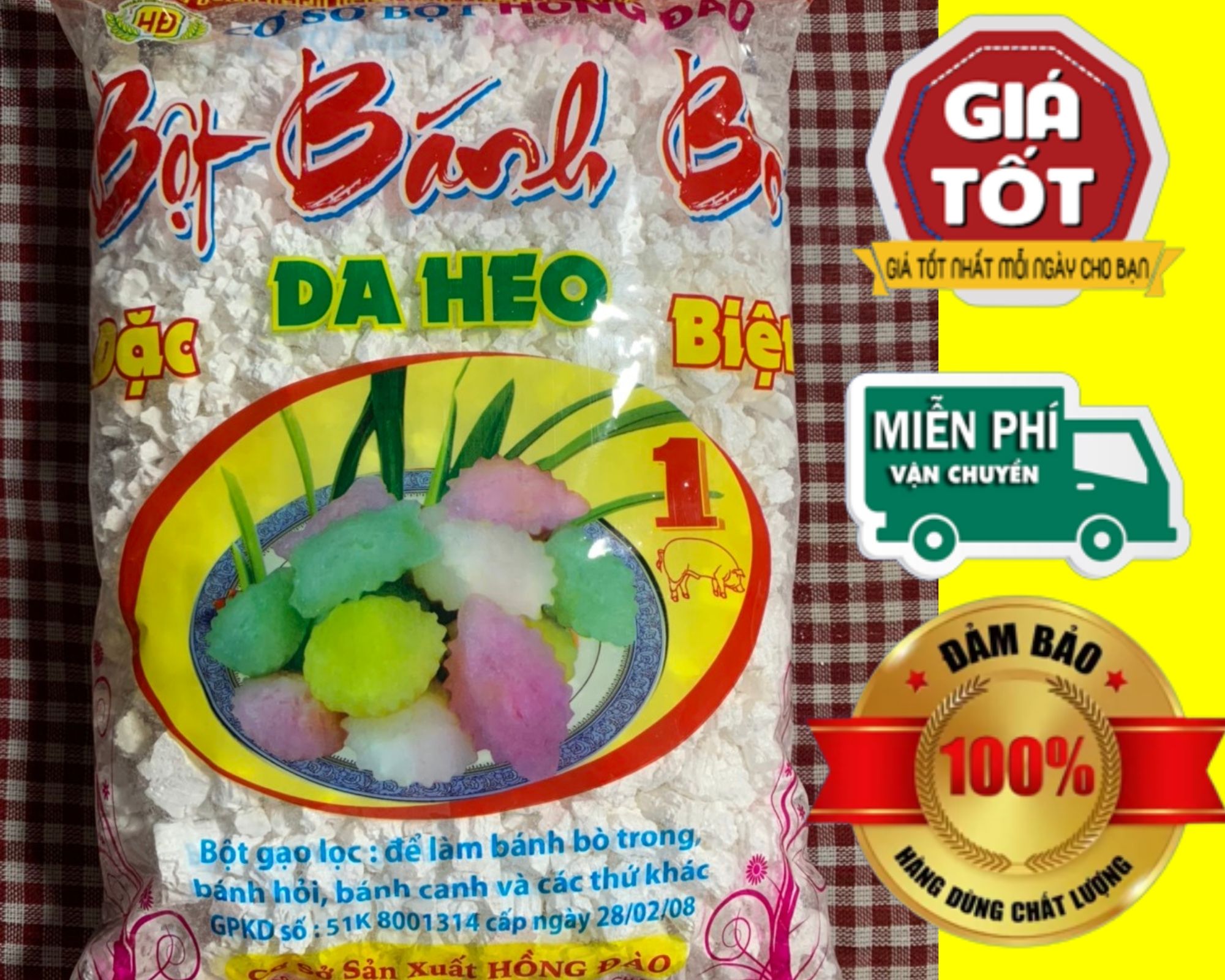 Bột bánh bò da heo hồng đào đặc biệt 1kg-bột gạo lọc- bánh bò trong- bánh hỏi-bánh canh
