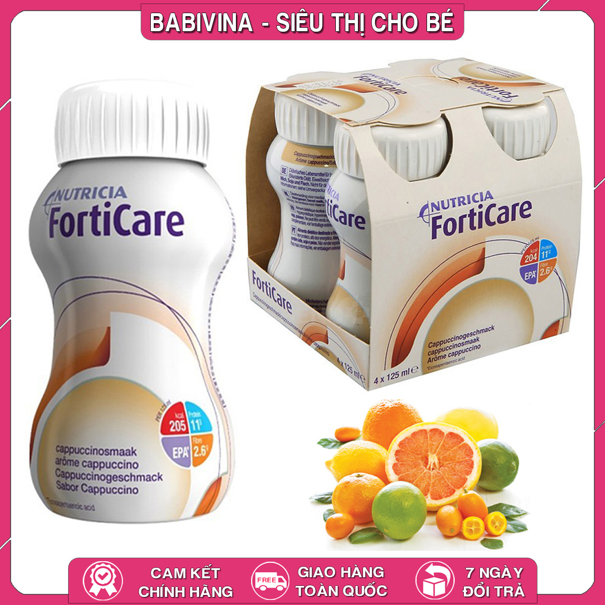 Sữa nước forticare 125ml | thùng 24 chai | vị cam chanh | dành cho bệnh nhân ung thư