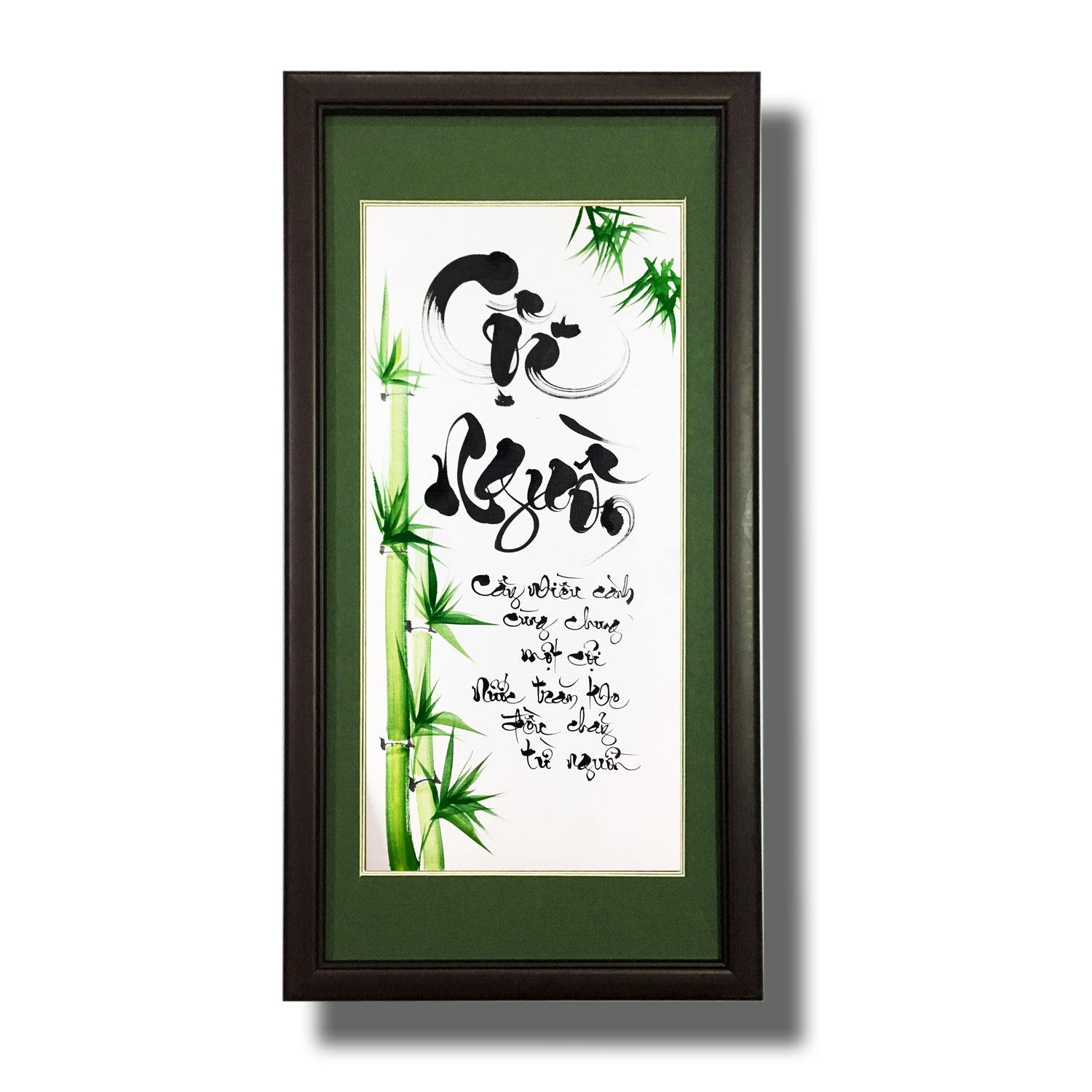 Tranh thư pháp - Chữ Cội Nguồn 04 - Tranh Minh Hiền (viết và vẽ 100% - không sử dụng in ấn)