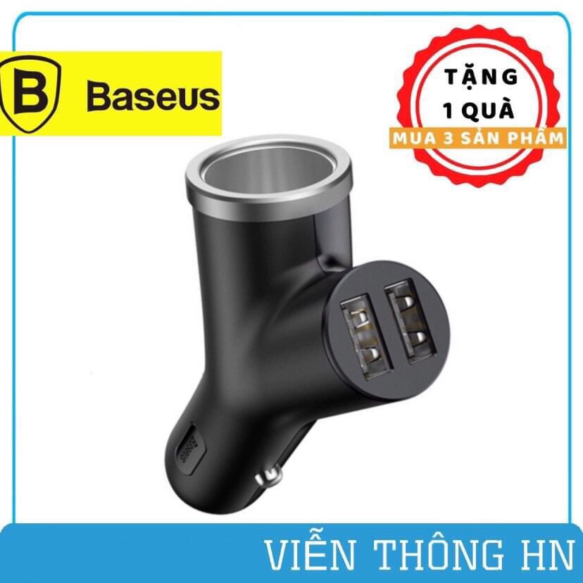 Tẩu sạc oto chữ Y baseus 3 in 1 cổng sạc mở rộng -  củ sạc chống cháy nổ cho các dòng ô tô xe hơi ....