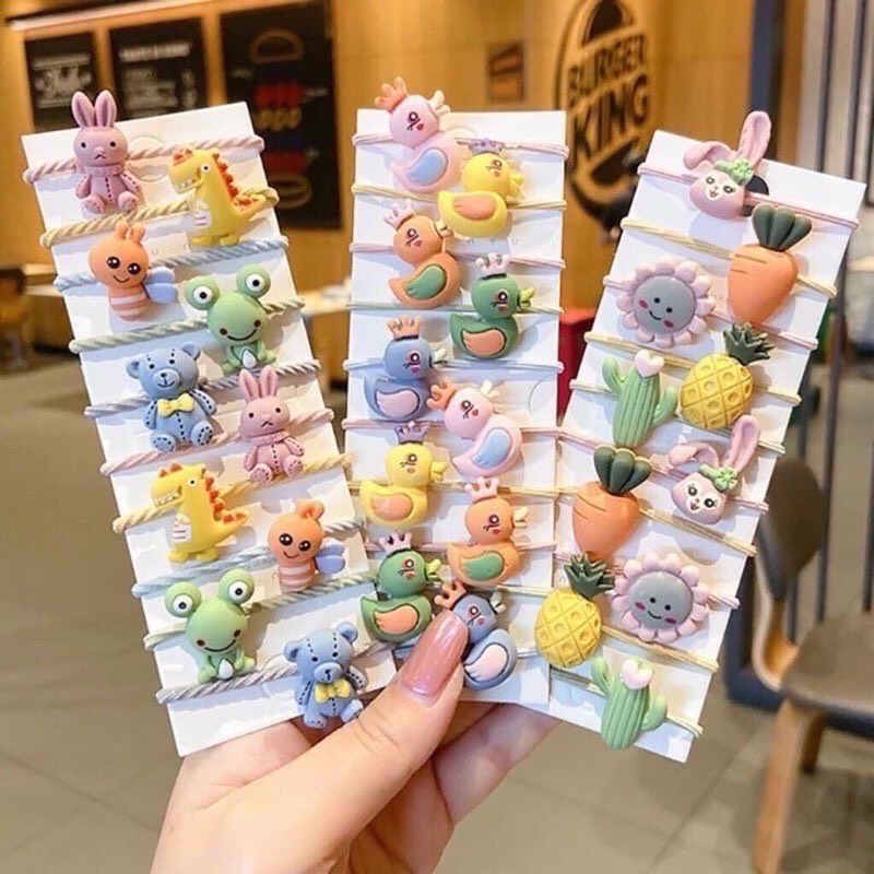 Thun cột tóc hình thú 3d , chun buộc tóc cho mẹ và bé