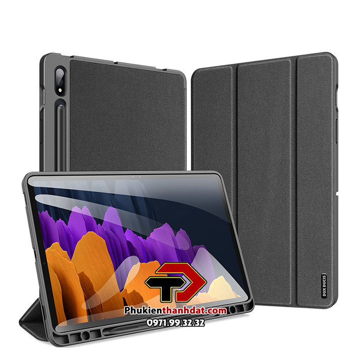 Bao da Samsung Galaxy Tab S7 FE, Tab S7, Tab S7+ chính hãng Dux Ducis Domo có khay đựng bút