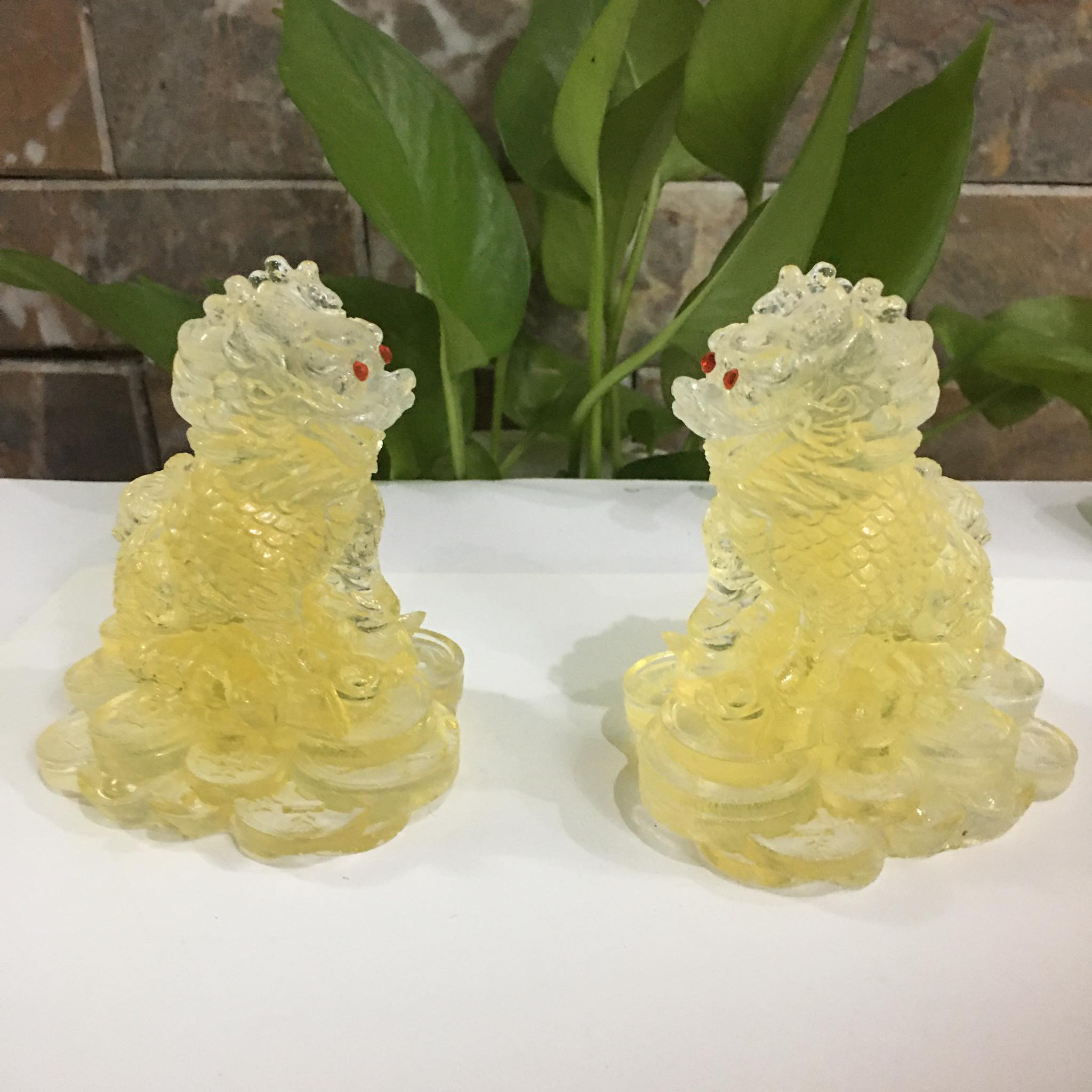 Tượng kỳ lân phong thủy 1 cặp 2 ông cao 11 cm mang tài lộc