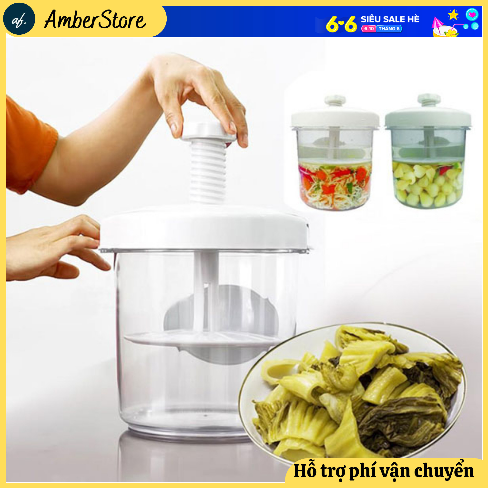 Hộp muối dưa, cà, muối chua đa năng - Loại dung tích 5L - Hàng Việt Nam chất lượng cao - Tiện lợi khi sử dụng - Nhựa PP nguyên chất 100% - Bảo hành uy tín 1 đổi 1 tại AMBERSTORE.02