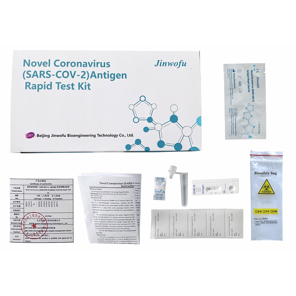 COMBO một hộp 25 bộ Kit Test Nhanh Covid Novel Coronavirus Jinwofu