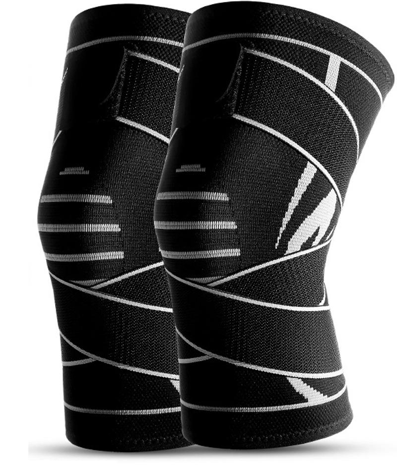 Đôi Đai bó đầu gối co dãn có đai thể thao AB30 đen trắng