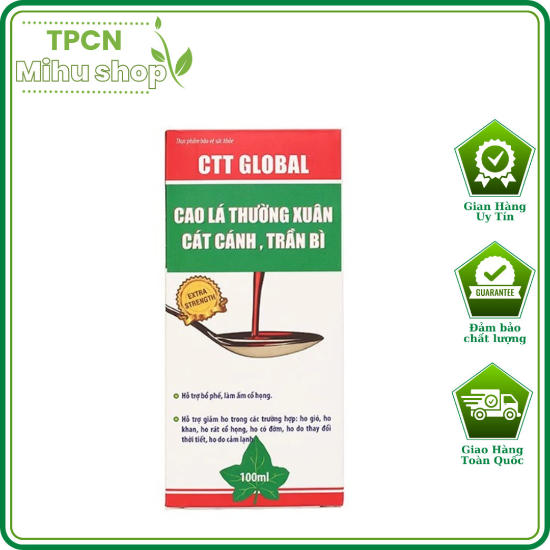 Siro ho ctt global hỗ trợ giảm ho, bổ phổi chai 100ml