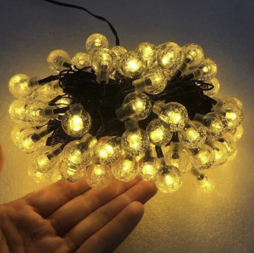[ 1 bộ 8-10 mét ] Dây đèn led bi bọt biển trang trí đẹp Tết 2022 - Màu vàng/full màu. Sẵn phích cắm. Nguồn 220V