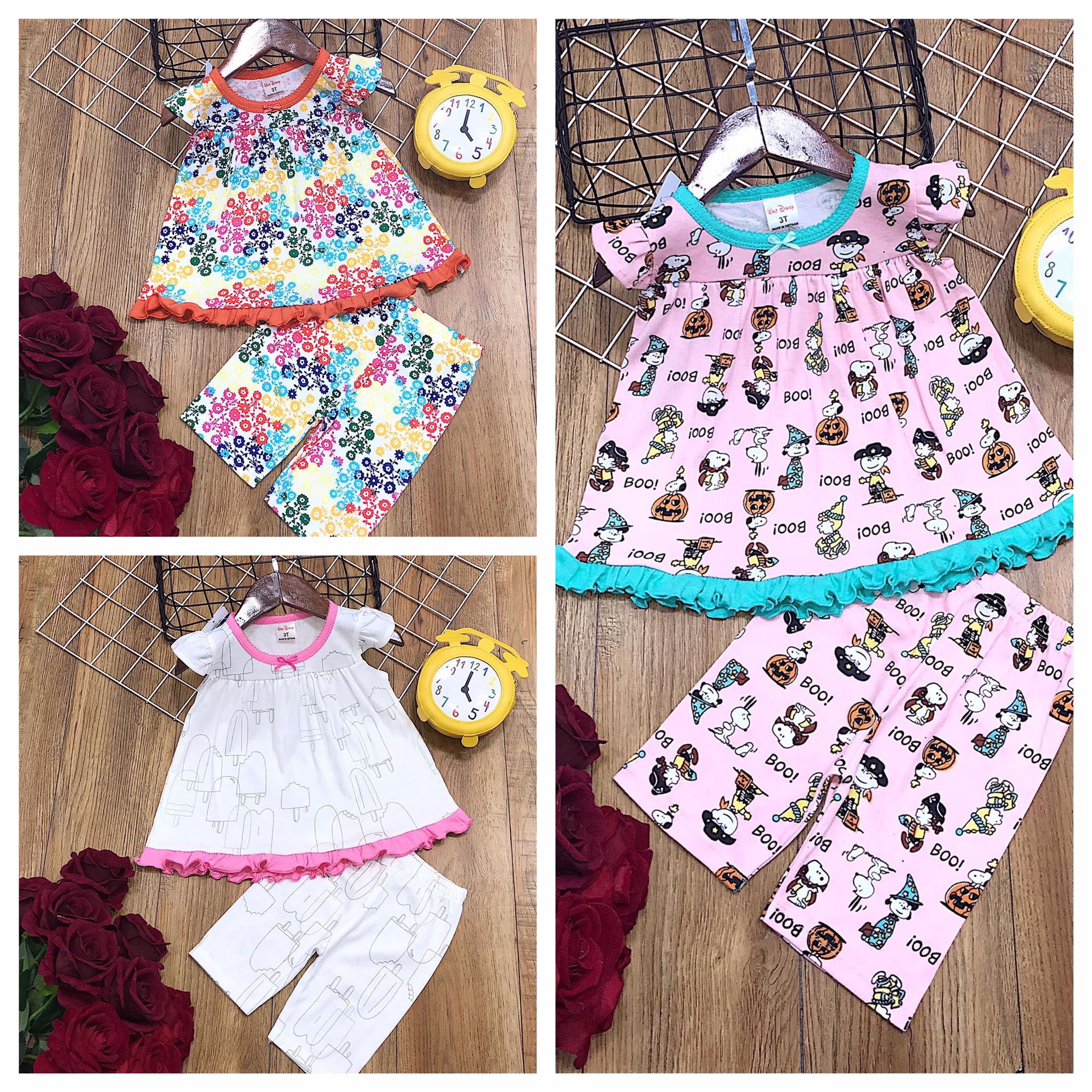 Combo 3 bộ quần áo xinh cho bé gái 9-23kg