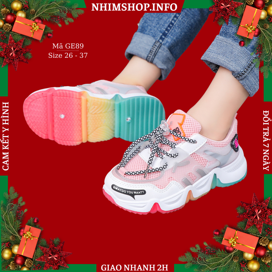 Giày bánh mỳ độn đế Stella cho bé gái 3 - 12 tuổi kiểu dáng thể thao độn đế thời trang GE89