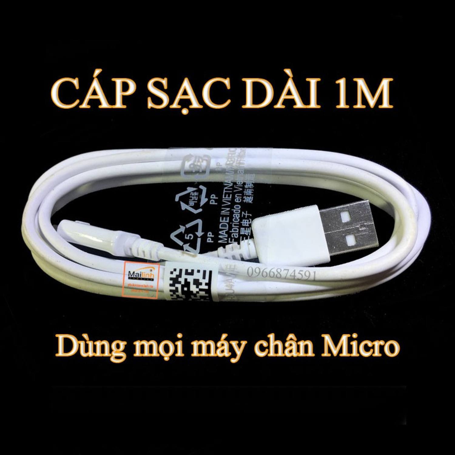 Cáp sạc 2a dài 1m chân micro s6/note4