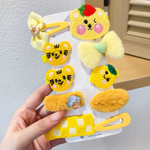 Bộ Kẹp Tóc Đính Nơ Họa Tiết Hoạt Hình Phong Cách Hàn Quốc Cho Bé Gái