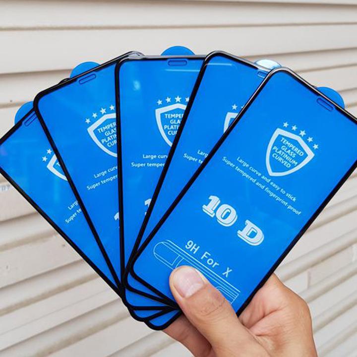 (Tặng kèm que chọc sim) Kính cường lực full màn hình 10D cho iphone 6/6s/6Plus/6SPlus/7/8/7plus/8plus/X/Xs/XR/Xsmax 2 màu Đen và Trắng siêu bền