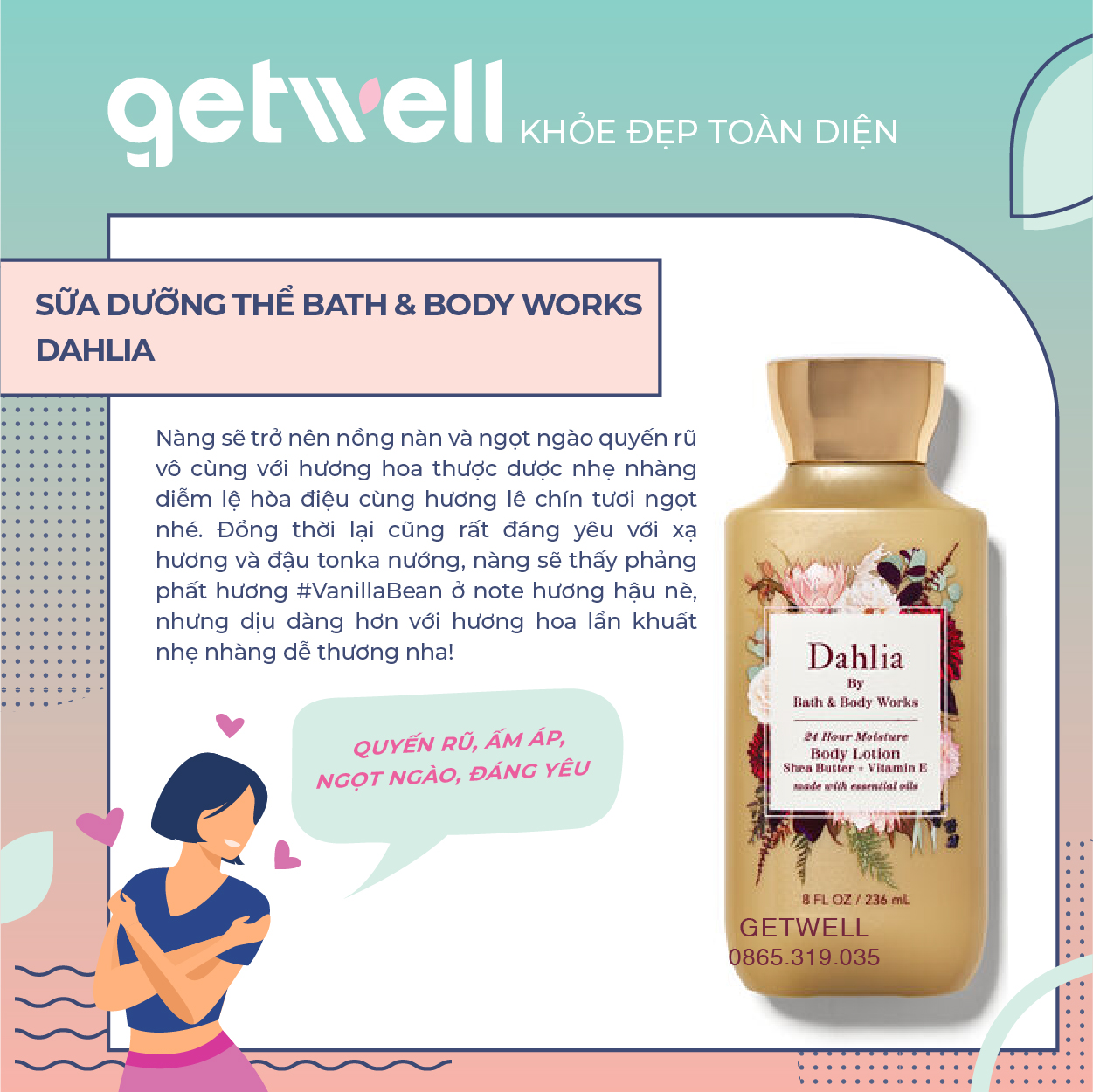 Sữa Dưỡng Thể Cấp ẩm Bath & Body Works Body Lotion - DAHLIA (236ml)