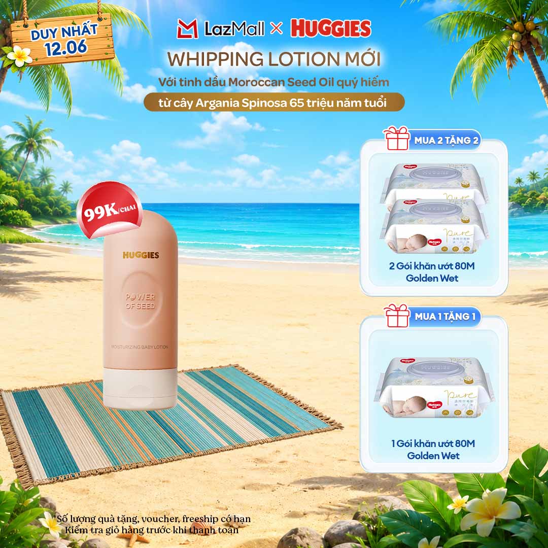 [Chỉ 25-29.06 Mua 1 tặng 1] Kem dưỡng ẩm cho bé Huggies Power of Seed 150g MỚI với tinh chất Moroccan Seed oil quý hiếm