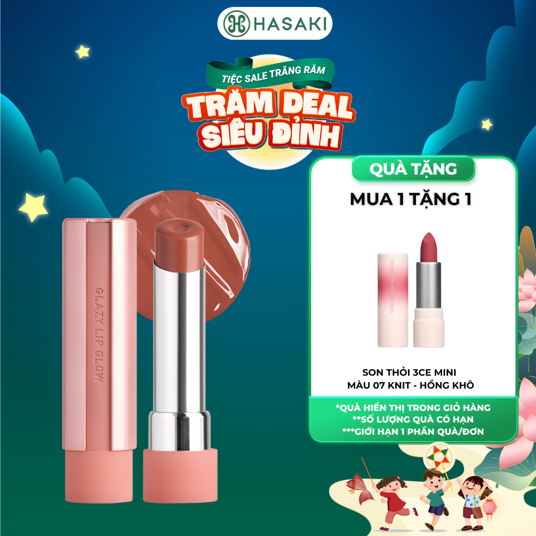 [MUA LÀ CÓ QUÀ] Son Bóng 3CE Dưỡng Ẩm Glazy Lip Glow 5g Hasaki Sản Phẩm Chính Hãng
