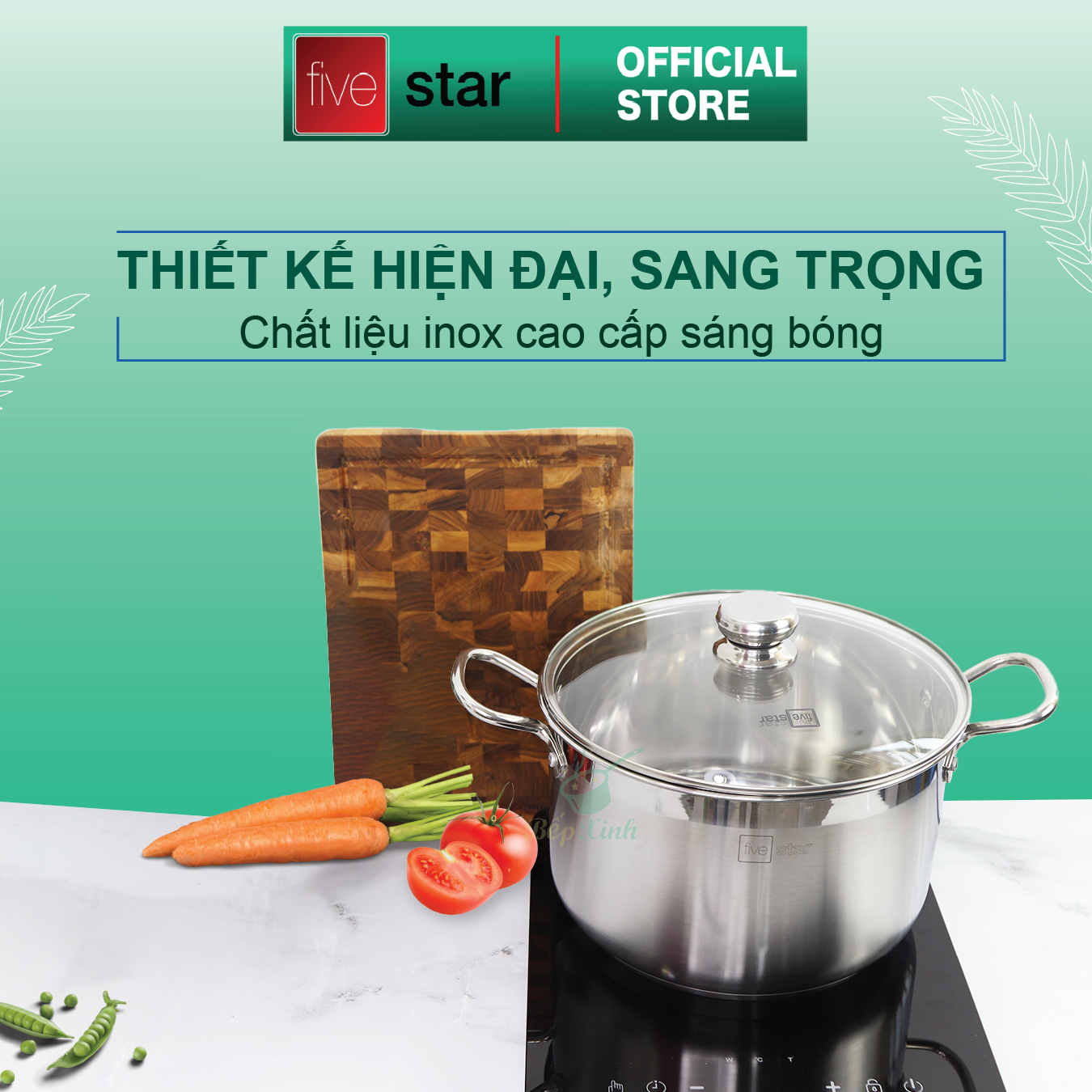 Nồi inox đáy từ inox 430 cao cấp FiveStar Standard nắp kính