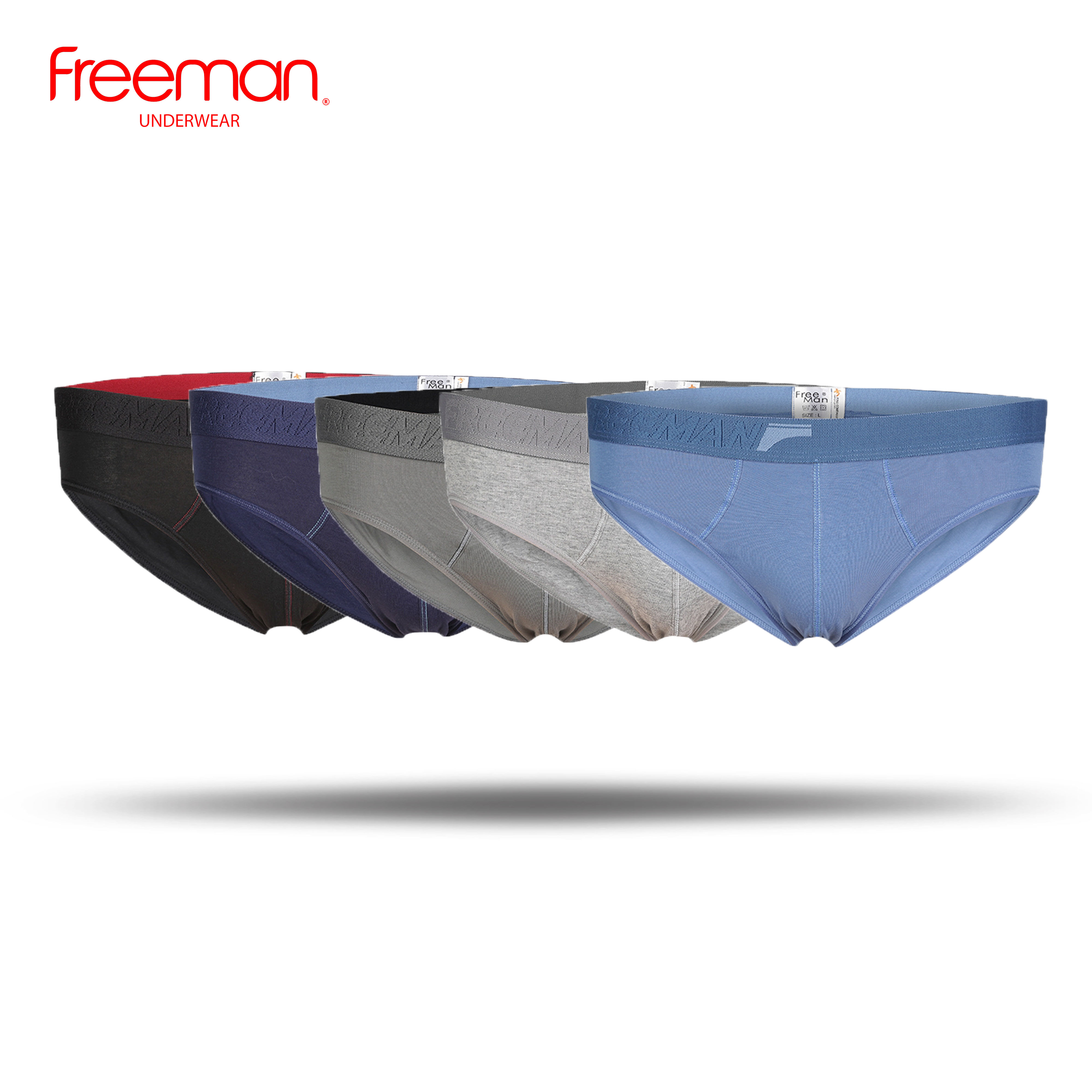  Quần lót nam cotton lưng bản cùng màu thiết kế đơn giản FREEMAN  Combo 5  6036 