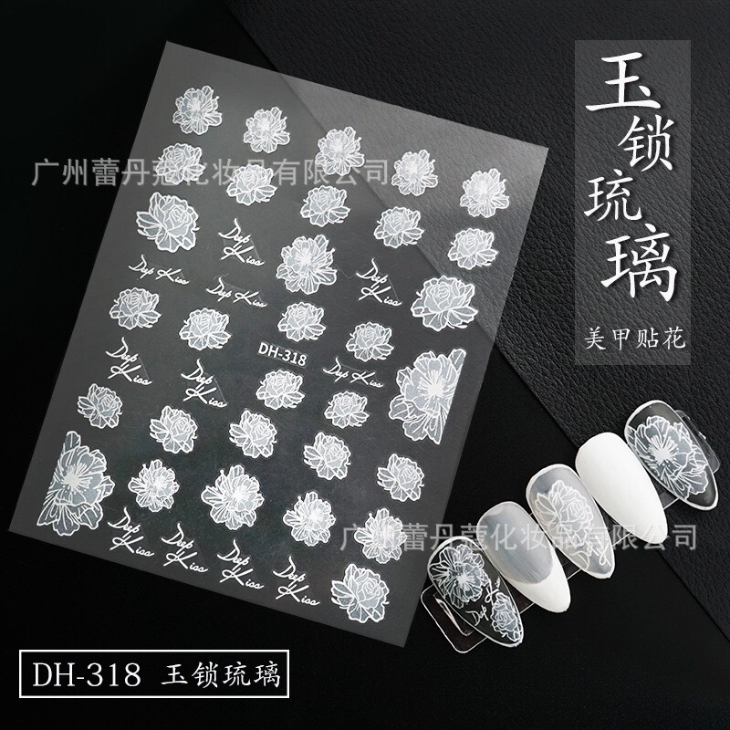 Sticker dán móng chủ đề hoa 3
