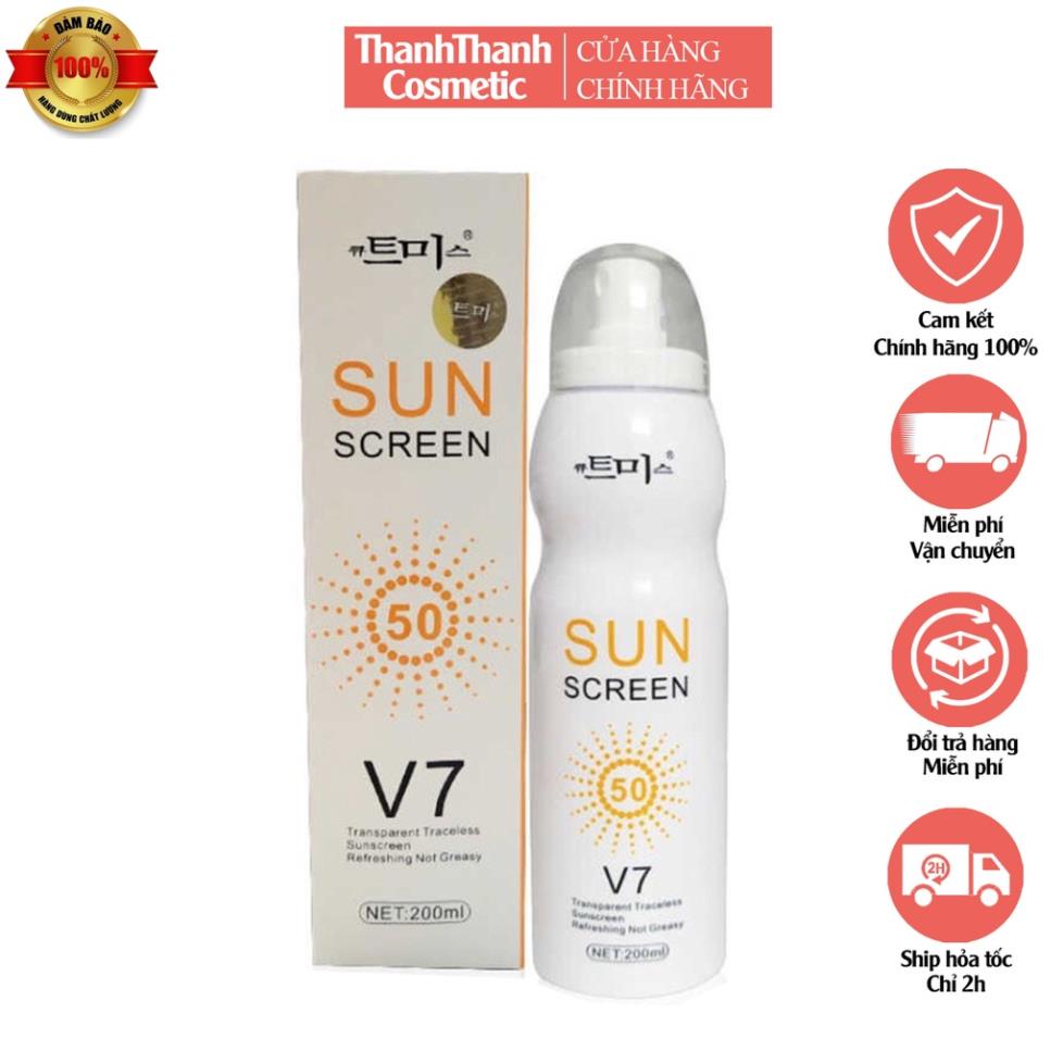 Kem chống nắng V7 Sunscreen SPF 50 PA+++ cao cấp - dạng xịt, chống nắng toàn thân - ThanhThanh Cosmetic