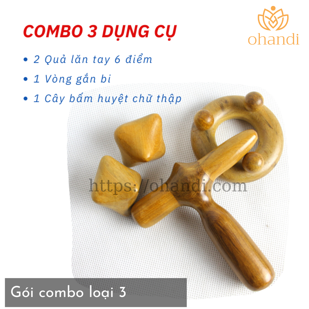 Dụng cụ mát xa bấm huyệt cầm tay - combo 3 món lựa chọn linh hoạt