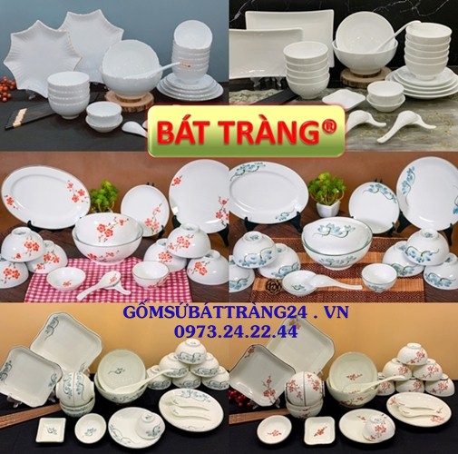 BỘ TÔ CHÉN BÁT ĐĨA SỨ TRẮNG CAO CẤP BÁT ĐĨA BÁT TRÀNG ĐẸP BỘ CHÉN DĨA ĐẦY ĐỦ ĂN CƠM
