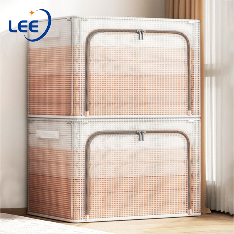 Clothes Storage Organizer Waterproof Large Folding Storage Box Breathable Folding Clothes Locker Steel Locker Waterproof Oxford Cloth Material Dustproof and Moisture-proof Wardrobe Storage Box