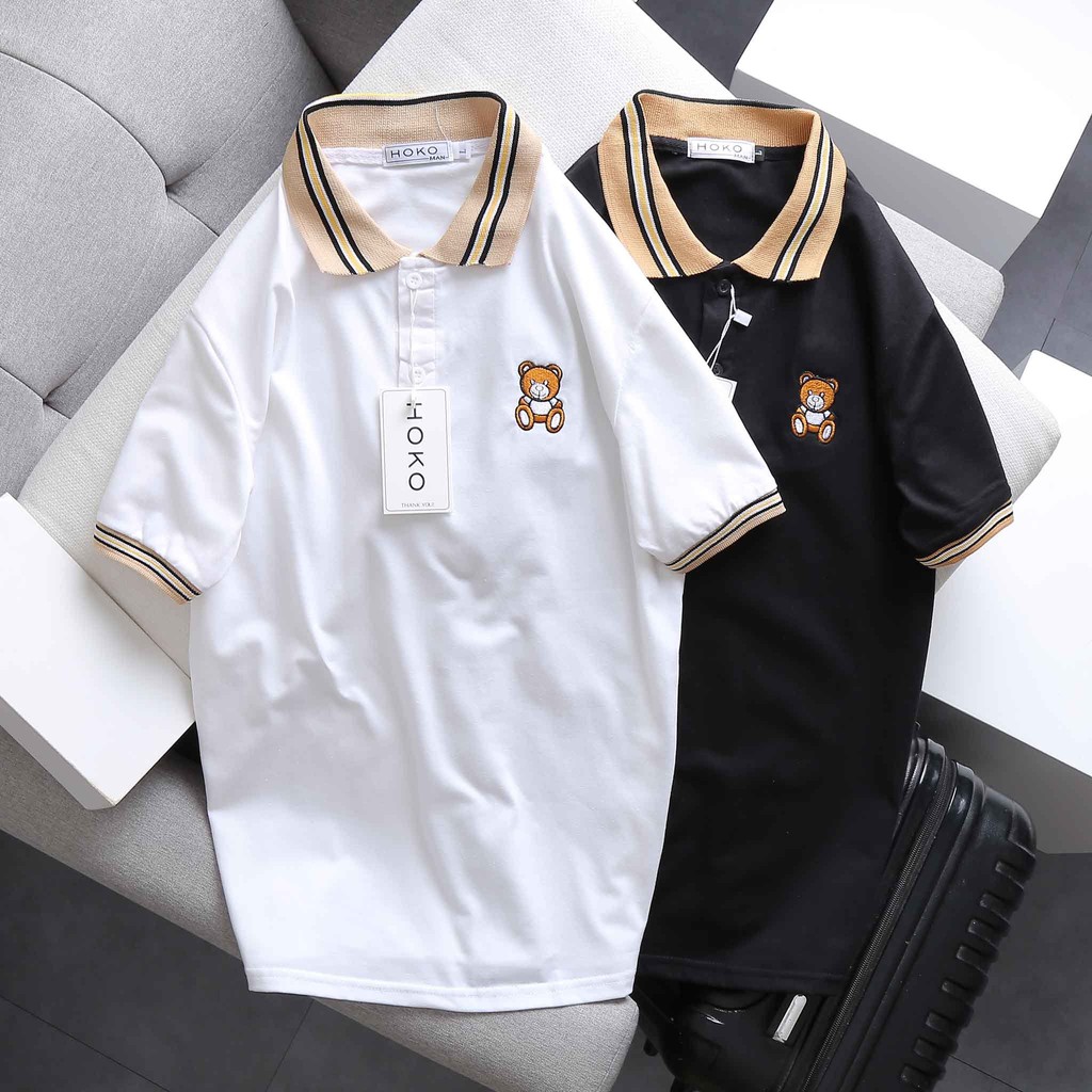 Áo phông nam nữ 🔱 full size 40-80 kg 🔱 áo polo moschino gấu nhỏ thêu ngực hcm87