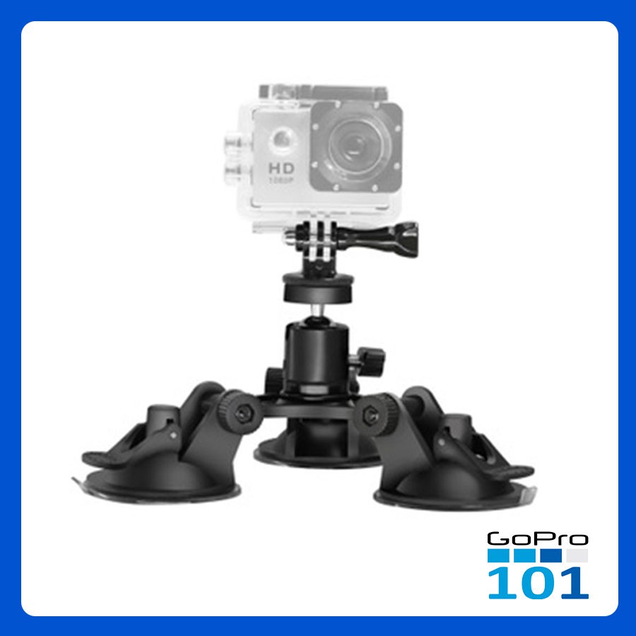 Đế Hít Kính 3 Chân Bằng Nhựa cho GoPro, SJCam, Xiaomi Yi, Yi Action, Osmo-Chân Đế Gắn Kính ô tô Hút Chân Không-GoPro101