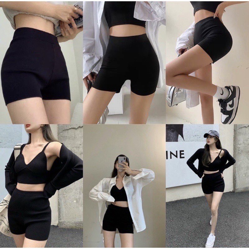 Quần legging đùi lưng cao