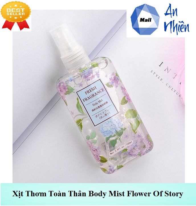 Xịt thơm nước hoa toàn thân body mist flower of story 100ml