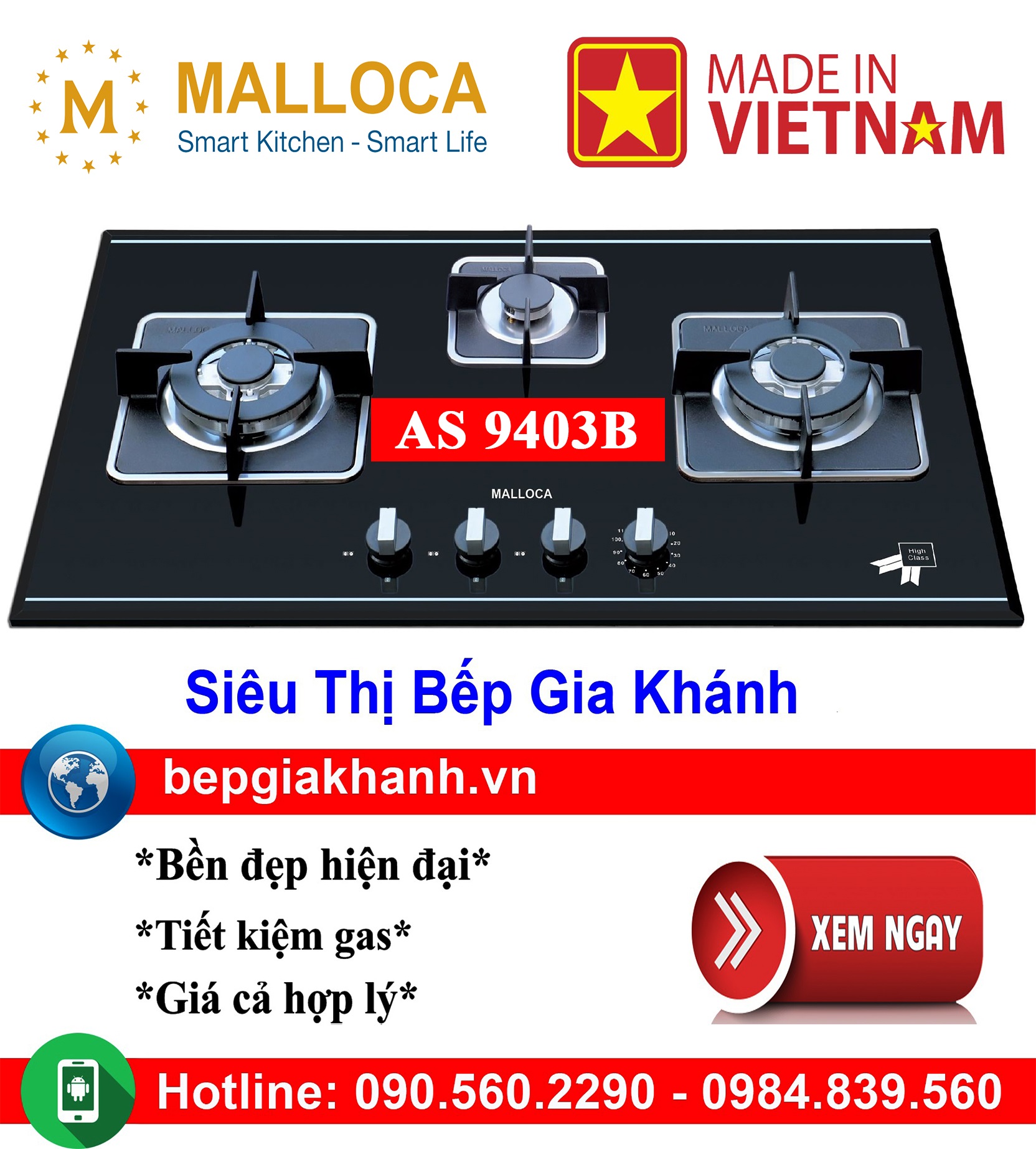 [HCM]Bếp gas âm 3 vùng nấu Malloca AS 9403B lắp ráp Việt Nam, bếp gas, bếp gas đôi, bếp gas đơn, bếp gas âm, bếp ga, bếp ga đôi, bếp ga đơn, bếp ga âm, bep ga, bep gas