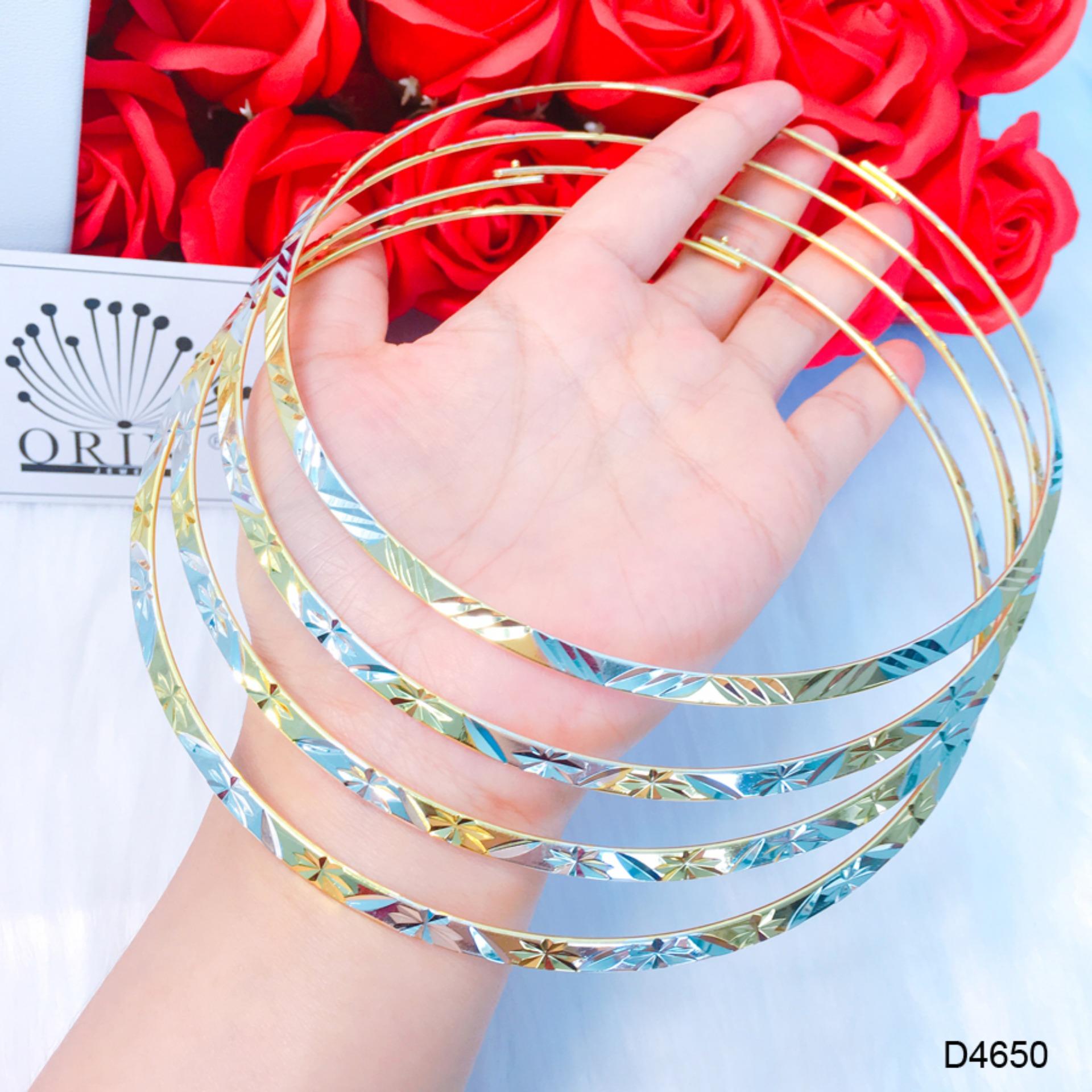 Kiềng cổ dẹp 2 màu, dạng cứng thiết kế cao cấp Orin D4650 - Long Tien