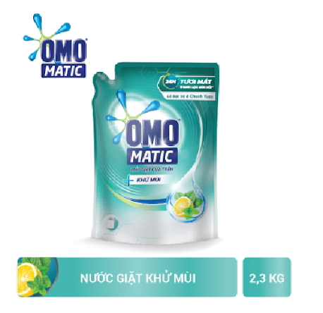 Nước giặt OMO MATIC cửa trên Tinh Chất Lá Bạc Hà và Chanh Yuzu- Túi 2.3kg - 67857936