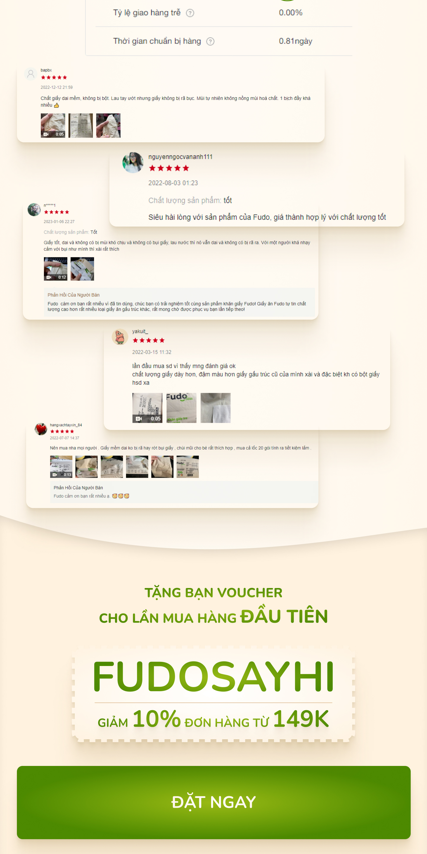 Khăn giấy khô không mùi từ sợi tre siêu dai FUDO TISSUEPack - Dai khi thấm nước và không bụi vụn (Gói lẻ 130 tờ x 3 lớp).