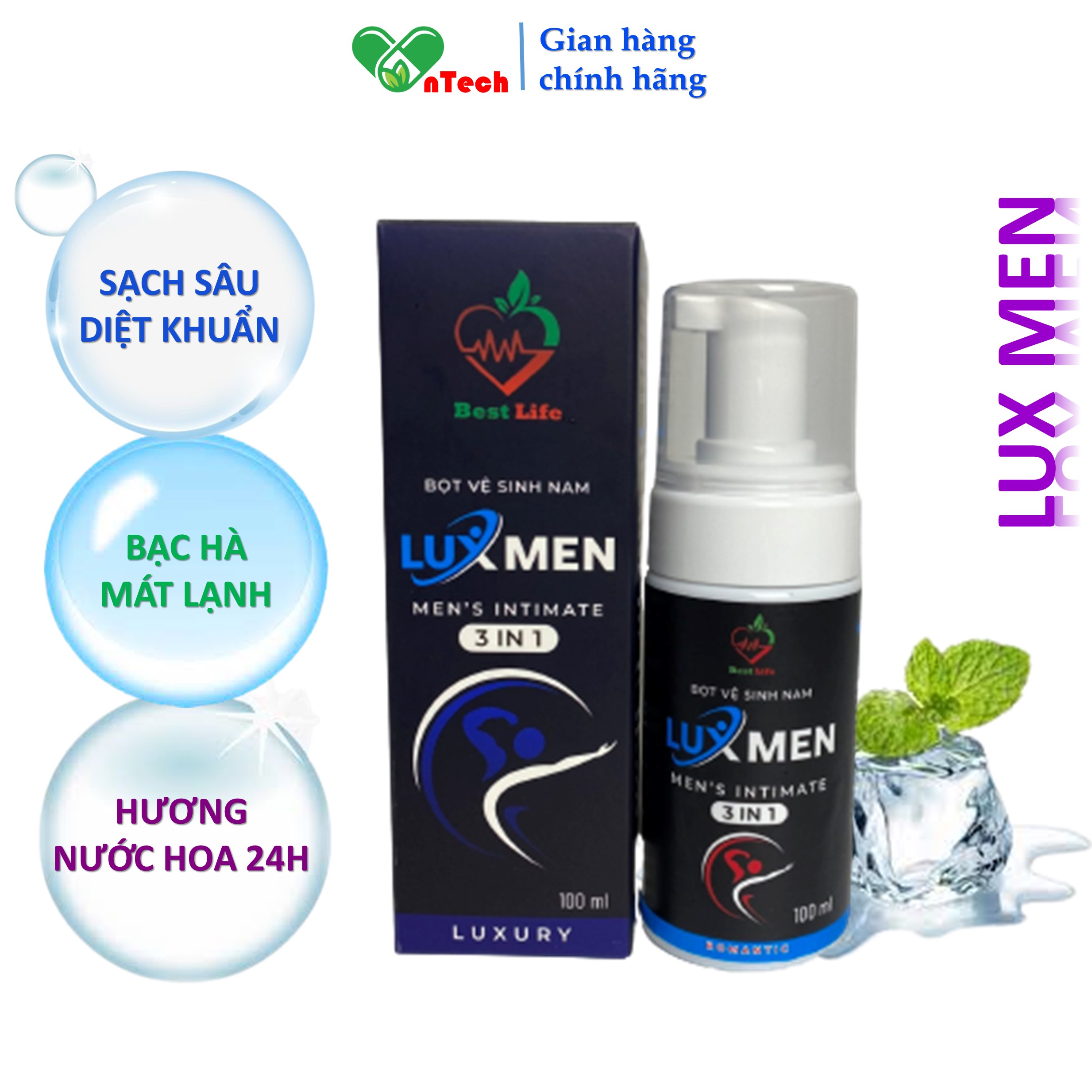 Bọt vệ sinh nam Best Life LUX MEN dung dịch vệ sinh tạo bọt hương nước hoa chai 100 ml